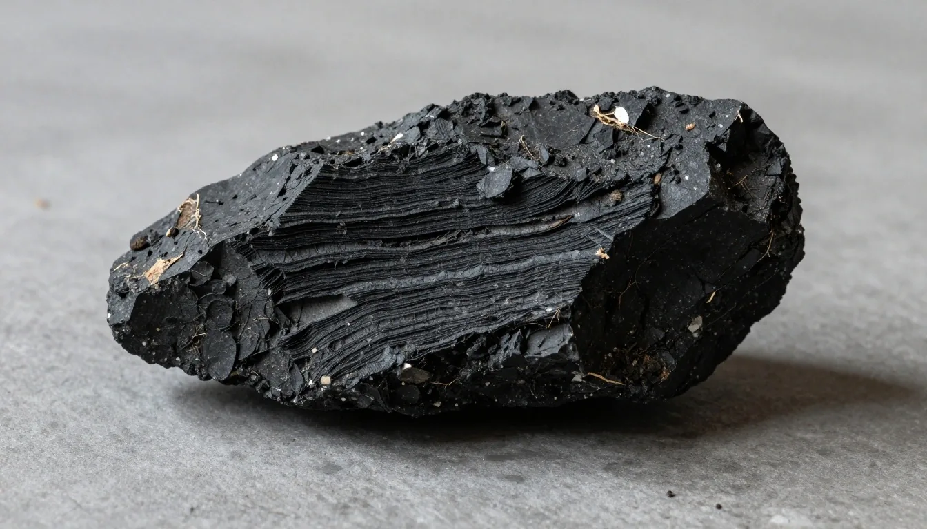 Muestra de núcleo de roca de un pozo de shale en bandeja de examen geológico