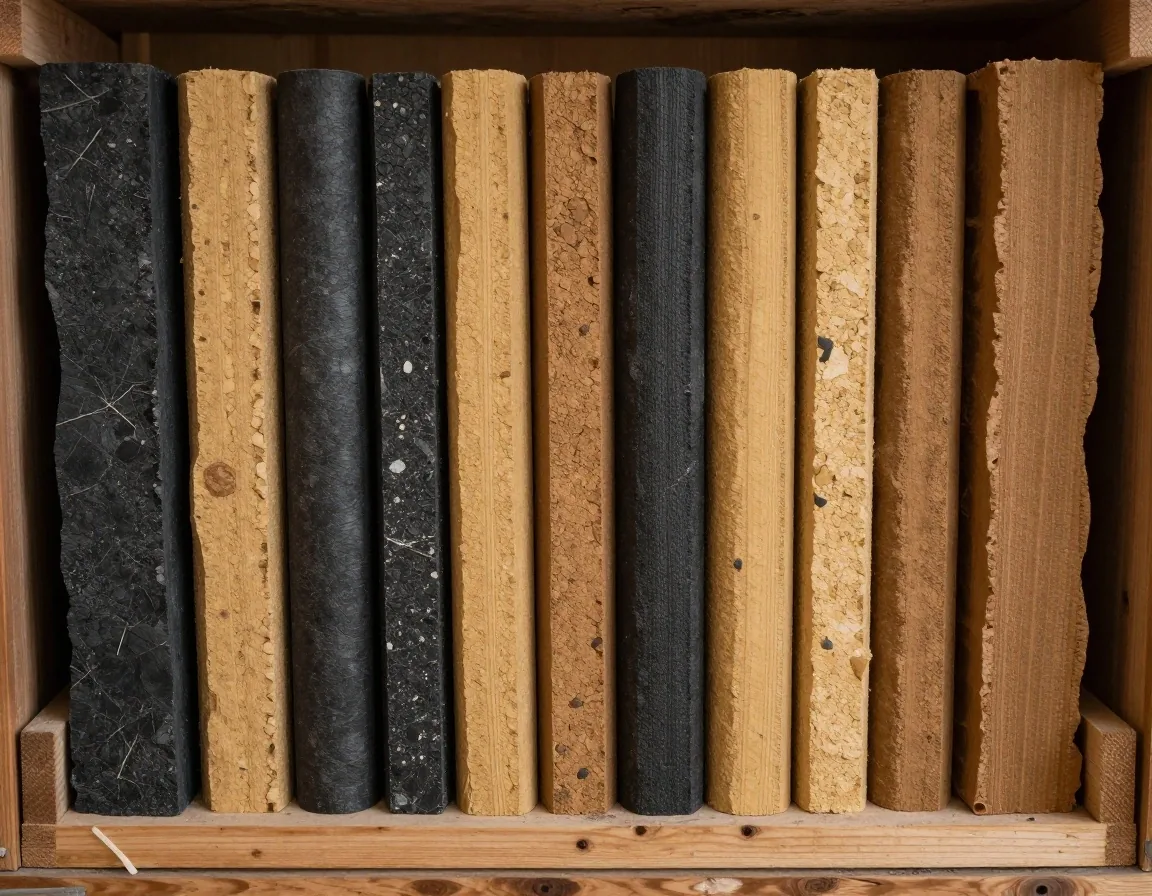 Muestra de núcleo estratigráfico de roca sedimentaria